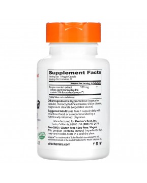 Doctor's Best, бакопа с Synapsa, 320 мг, 60 вегетарианских капсул